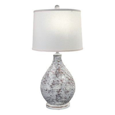 Weathered Oval Table Lamp with Fish Pattern