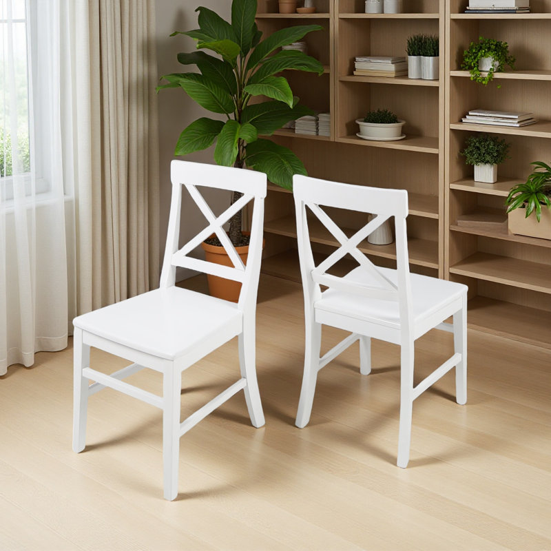 Chaises de salle à manger en bois d'acacia Farmhouse, Blanc