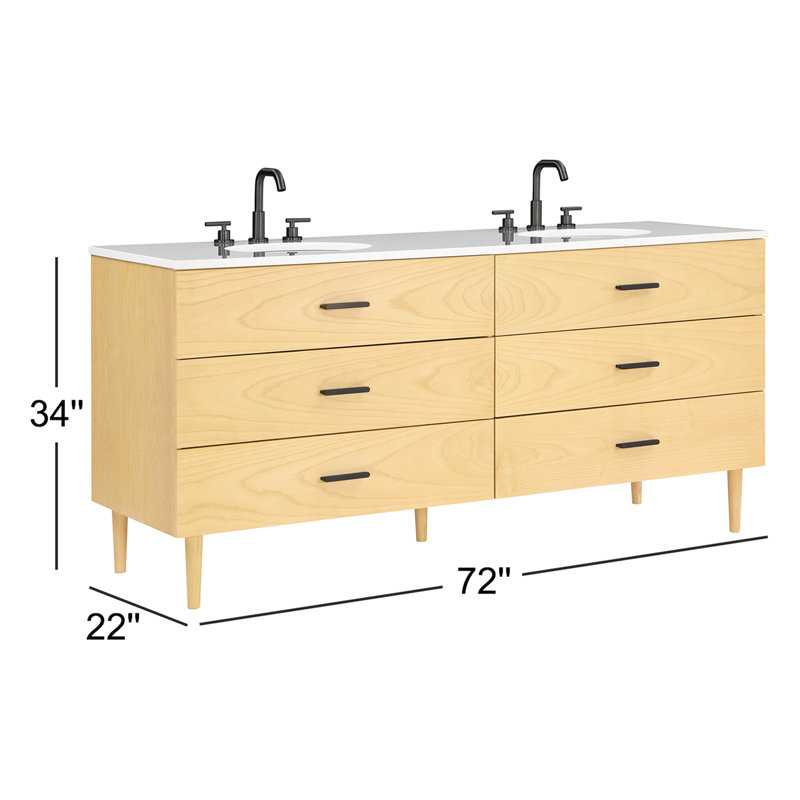 72'' W Double Vanity, Matte Black