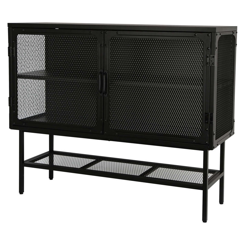Console de porte avec porte grillagée, porte réglable et tablette anti-basculement