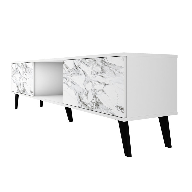 Doyers TV Stand for TVs up to 75", White/Marble