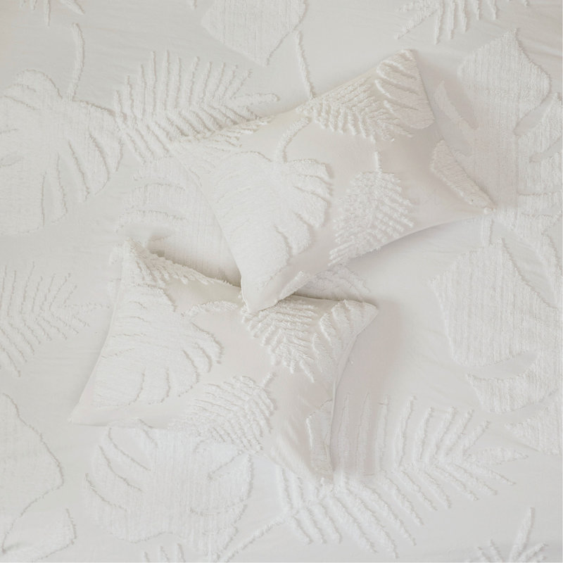 Ensemble d'édredon en coton et en chenille capitonné 3 pièces, double / grand, style bord de mer avec rembourrage hypoallergénique