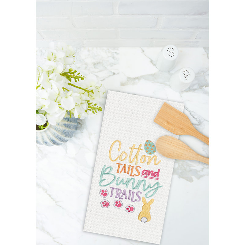 Cotton Tails & Bunny Trails Towel, Yellow/White/Blue Cotton Tails & Bunny Trails