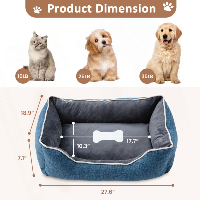 Petit panier pour chien avec fond antidérapant, panier pour chat avec housse amovible et lavable, panier moelleux pour chiens et chats, adorable coussin pour chien, canapé apaisant pour chat
