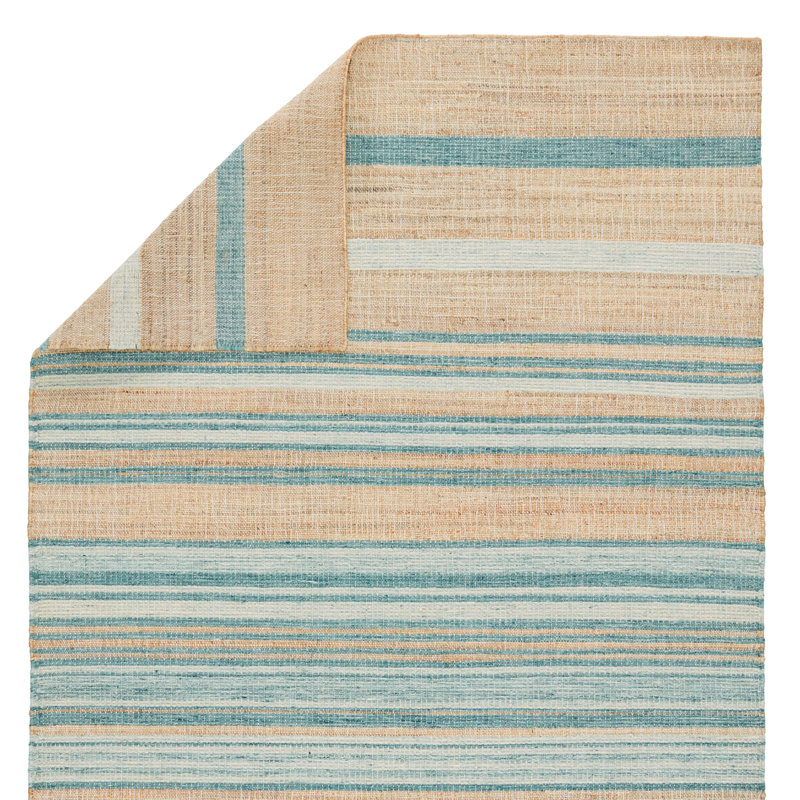 Bellechester Striped Area Rug in Beige/Blue, Rectangle 5' x 8'