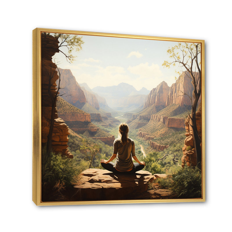 Gold Framed Yoga in Nature Canvas Print, 16" x 16"