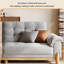 Causeuse 86,61 po en mélange de lin gris avec coussins décoratifs-333054385