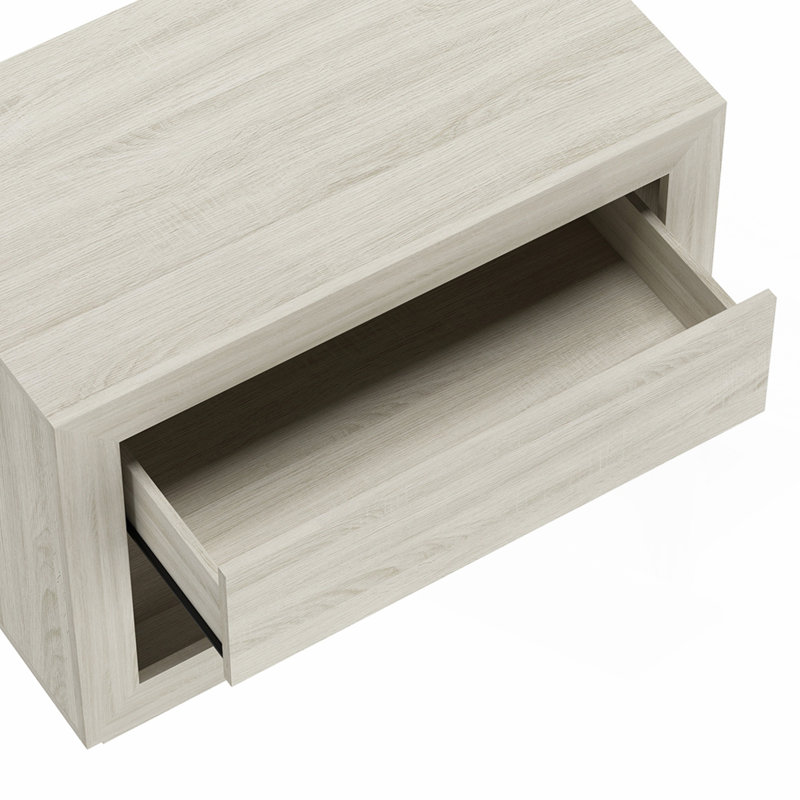 Table de chevet en chêne blanchi, H 24 po x l 18,3 po x P 32 po