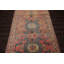 Tapis oriental turc Oushak en laine noué à la main 4 pi 3 po x 9 pi 4 po saumon délavé, couleur ardoise