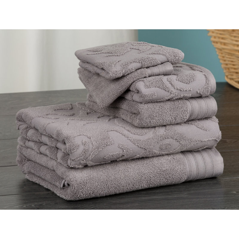 Ensemble de serviettes 6 pièces 100% coton, Gris