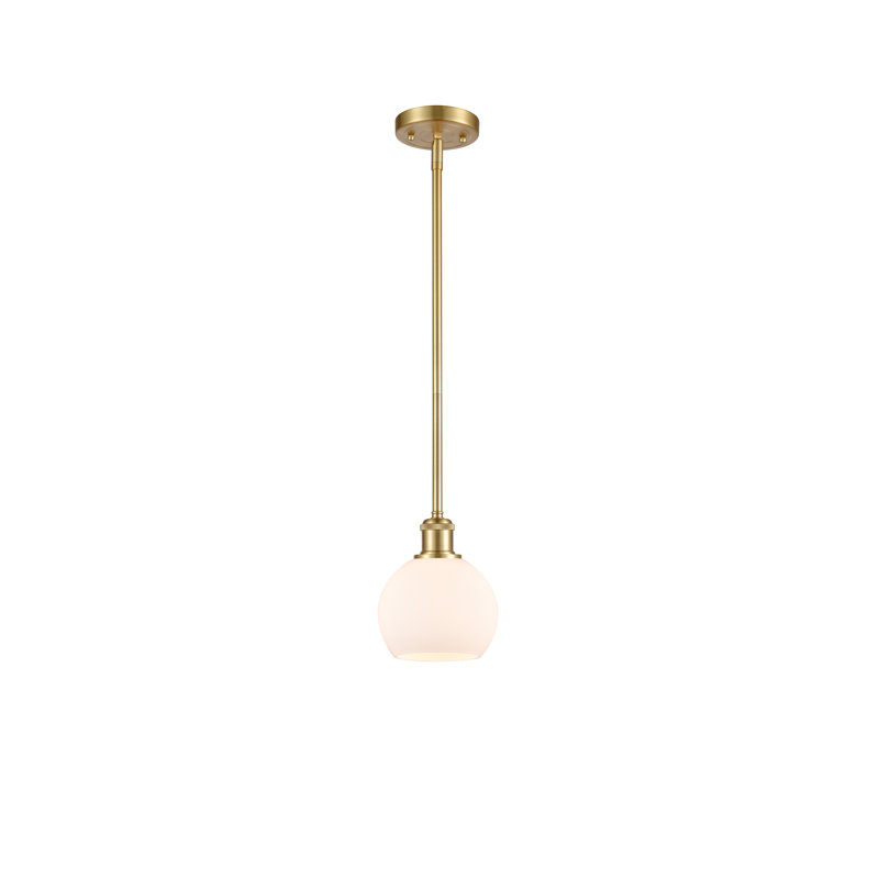 Luminaire suspendu sphère 1 lumière Cindi, Blanc, H 7,88 po x l 6 po x P 6 po, Or satiné