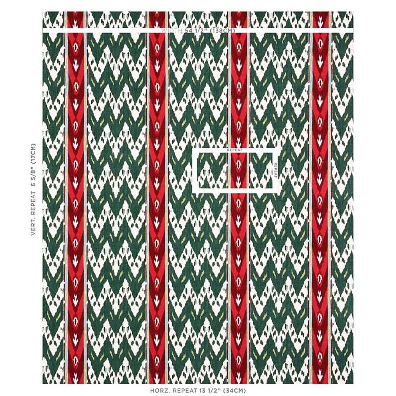 Samar Ikat Velvet Fabric, Green