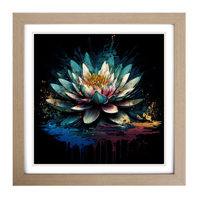 Water Lily Flower Graffiti Art - Framed Print