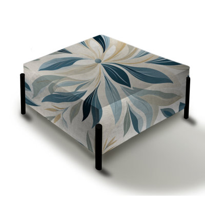 Tranquil Patterns II - Floral Large Square Ottoman