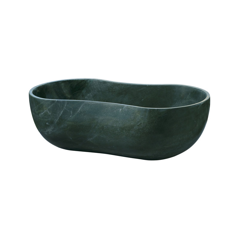 Green Natural Marble Bathroom Vessel Sink, Green
