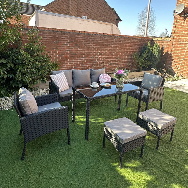 Clayborn Wicker 7 - Person Garden Lounge Set with Cushions