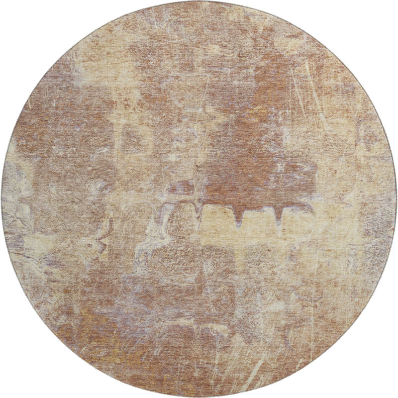 Premium Machine Washable Mayfield AMF2226 Abstract Rug, Terracotta, 8' Round