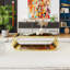 Table basse de 57 po de style moderne avec plateau ovale de 57 po en acier inoxydable doré et plateau en verre trempé pour salon