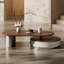 Table basse en noyer manufacturé