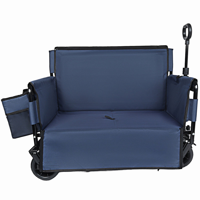 Folding Wagon Cart With Bench Sea, Dark Blue