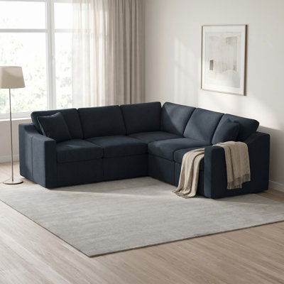 Lockheart 5PC L Shaped Slope Arm Modular Upholstered Corner Sectional