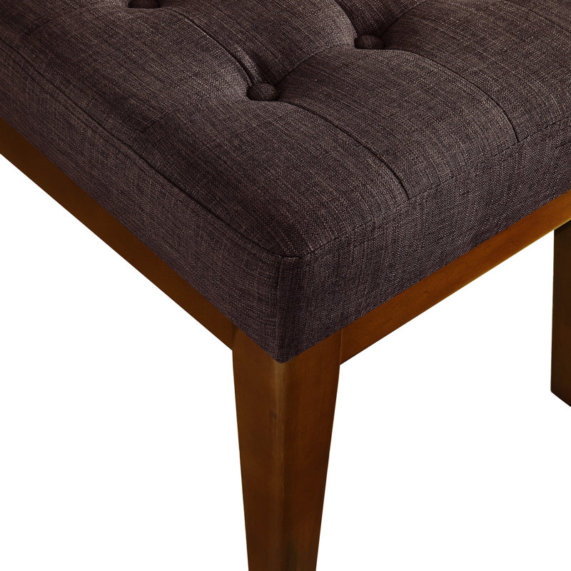Elle Decor Claire Button Tufted Upholstered Bedroom Bench with Wooden Legs, Chocolate Brown