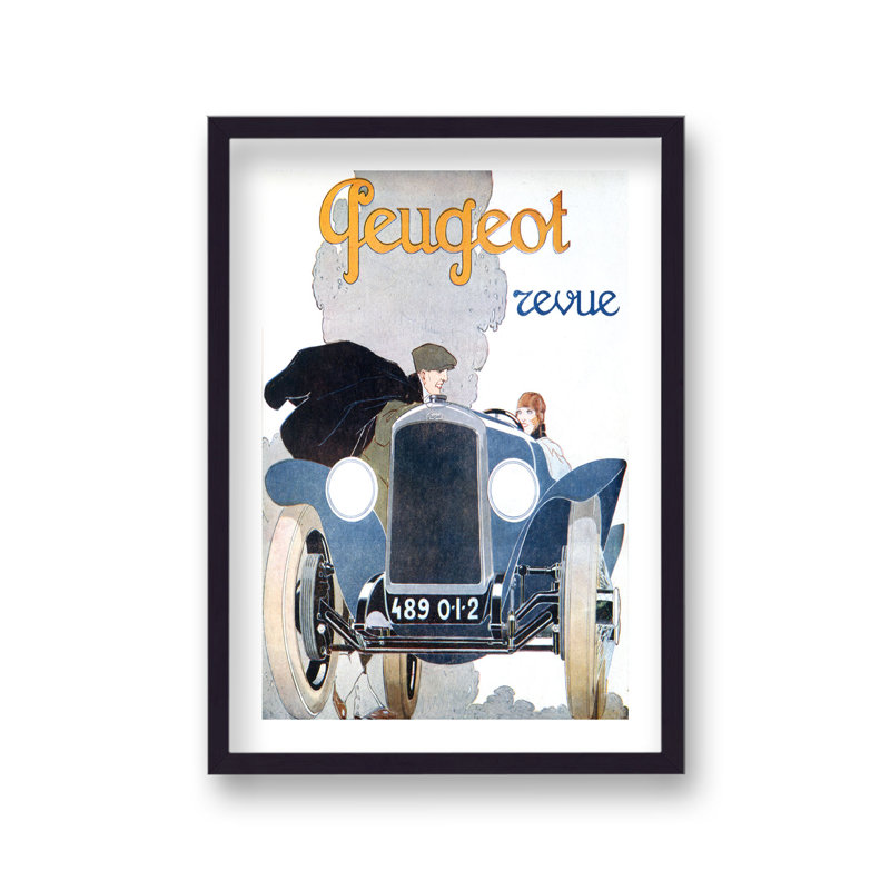 Vintage Peugeot Cars Revue Publication With Border by Vouvart - Single Picture Frame Print
