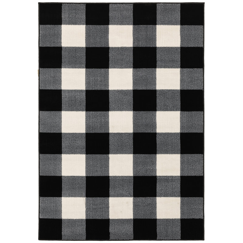 Schoffer Synthetic Gingham Indoor Rug, Rectangle 9'10" x 12'10"