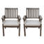 Chaise de salle à manger d'extérieur moderne en aluminium avec coussin (ensemble de 2), gris foncé et argent