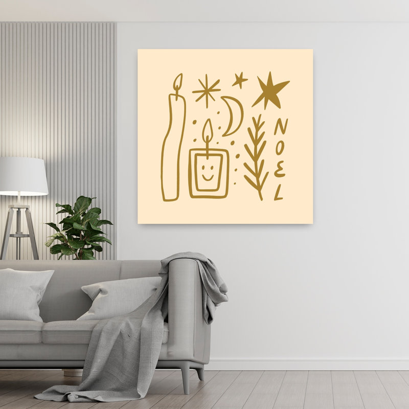 «Happychristmasno02», impression d'art mural minimaliste fantaisiste, paysage d'hiver, 48" H x 48" W