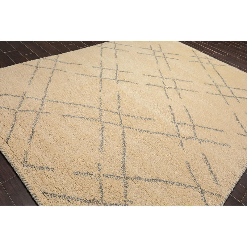 Tapis de zone en laine 8 pi x 10 pi noué la à la main one-of-kind Chasity