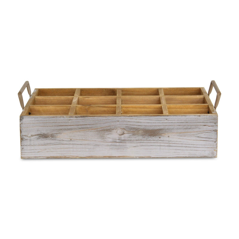 Caisse en bois massif Caddy, Gris délavé