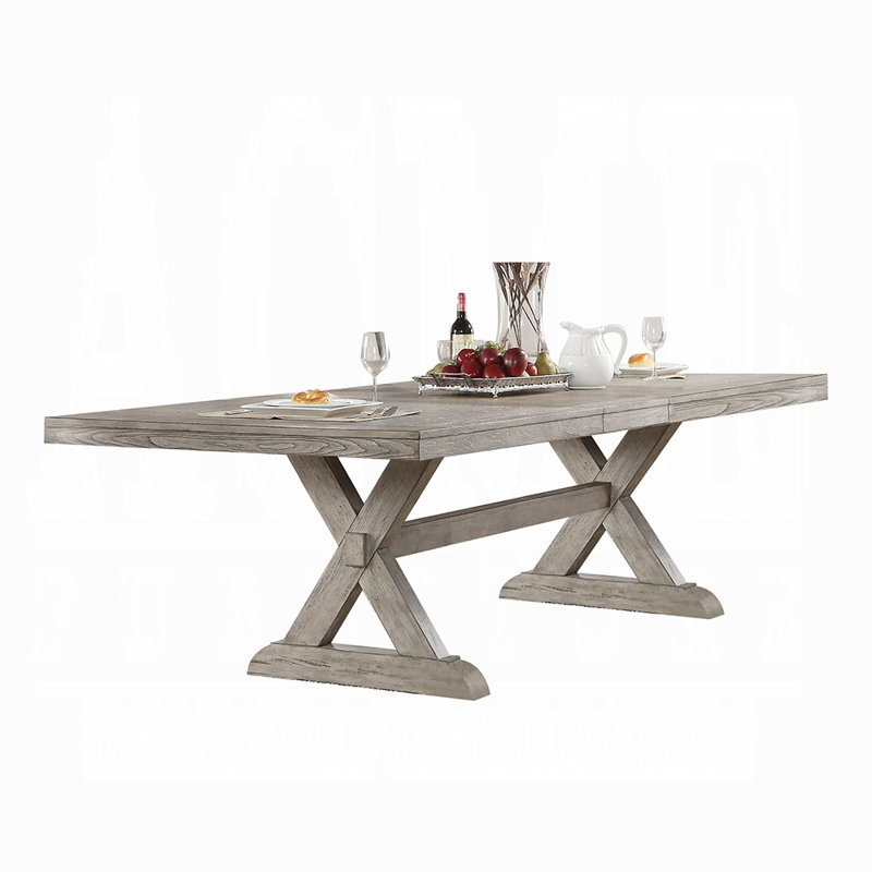 Gray Oak Extendable Dining Table Set with 12 Chairs