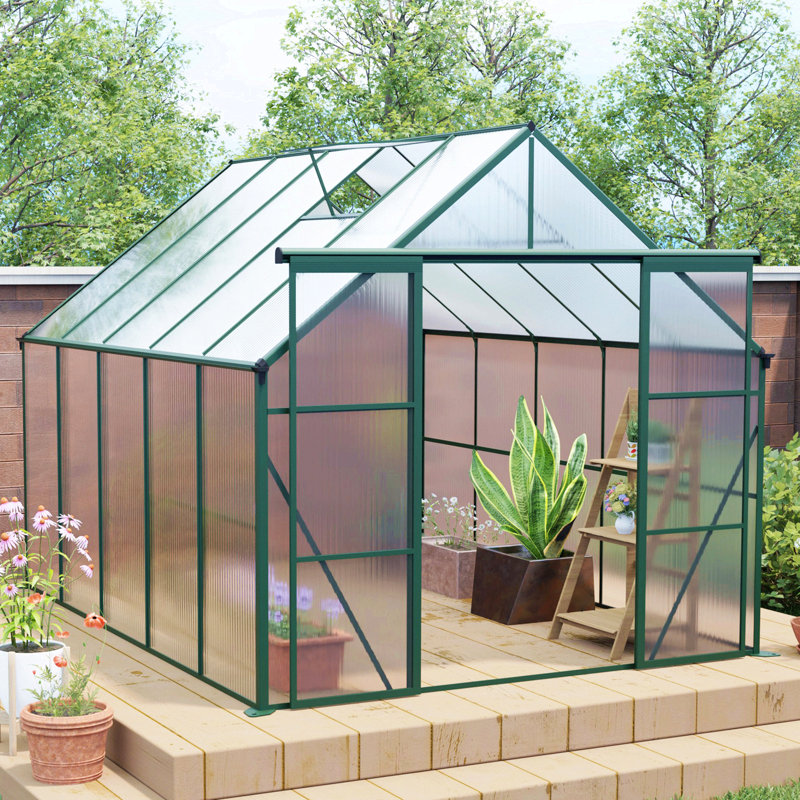 Base surélevée en polycarbonate à double porte 8X10ft, Green