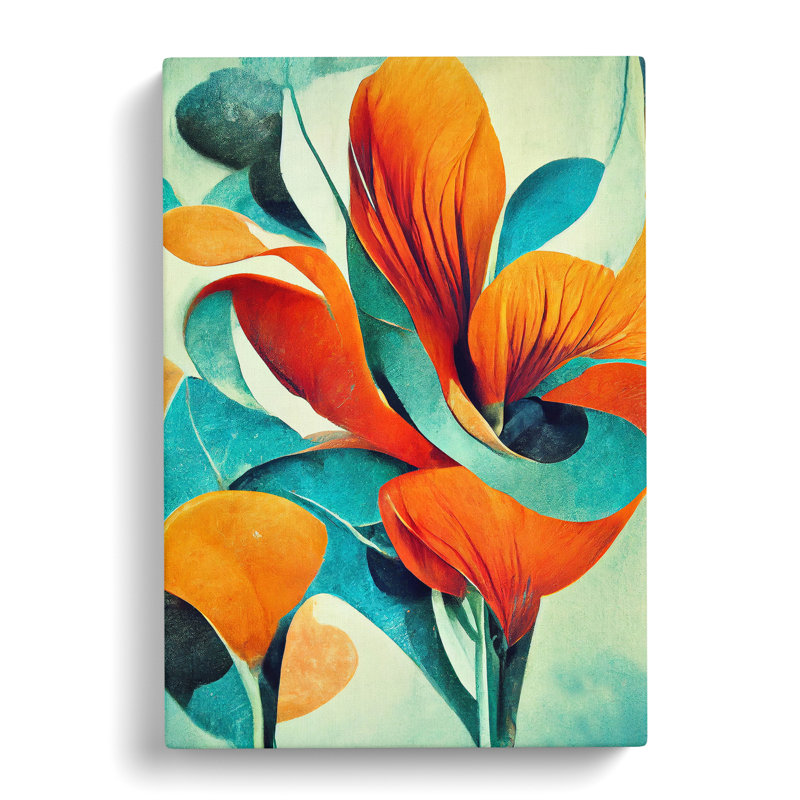 Abstract Flowers Modern No.2 - Wrapped Canvas, 60cm H x 40cm W x 3cm D