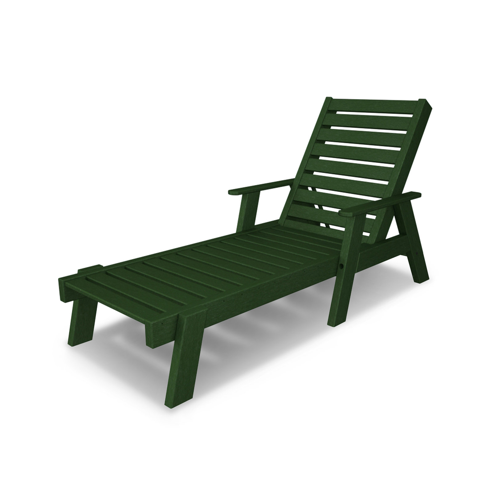 POLYWOOD® Captain 28" Patio Chaise Lounge, Hunter Green