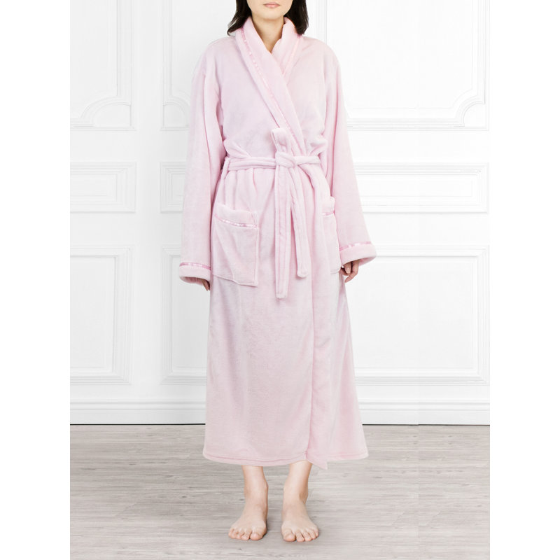 Peignoir mi-mollet en molleton avec poches, G / TG, Rose