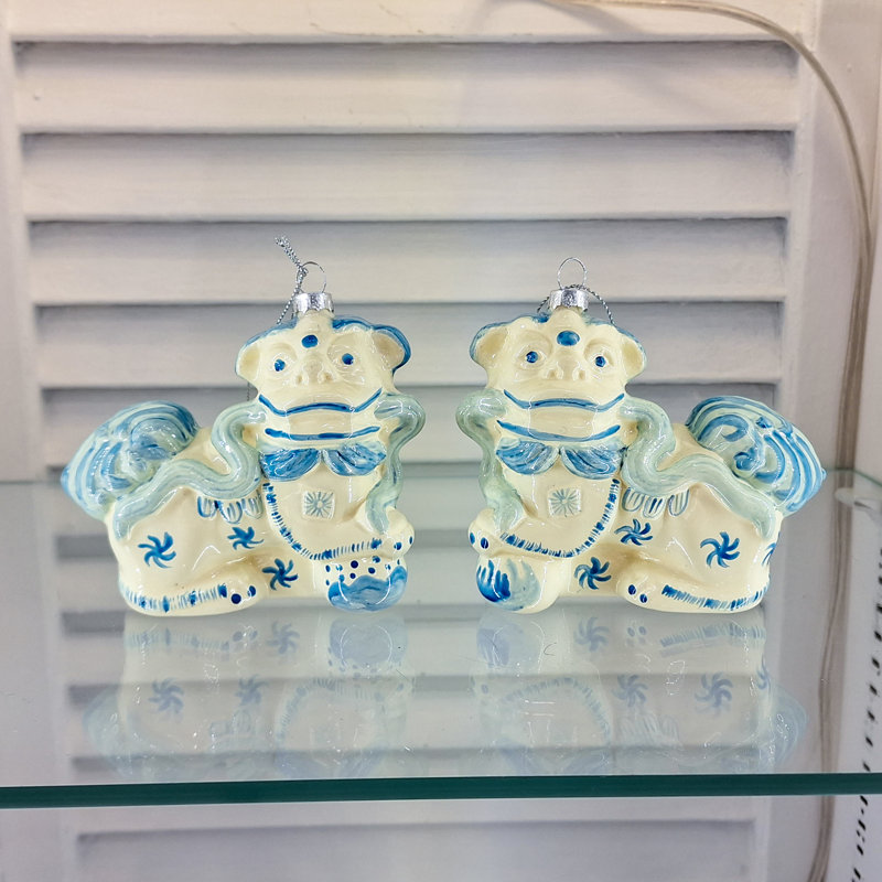 Paire d'ornements en verre Foo Dogs