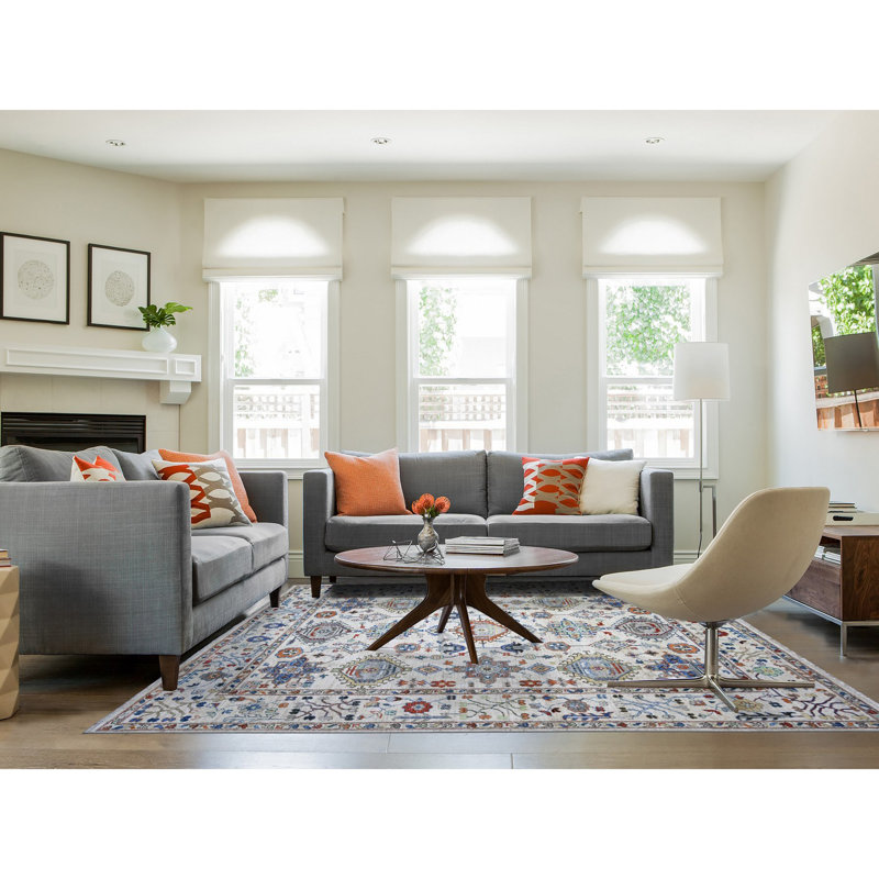 Tapis gris en laine noué à la main de conception géométrique 8 pi x 9 pi 8 po 7D41265BB0FB41428D0C875AE9C31CB3