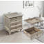Ensemble de 2 tables de chevet avec 4 tiroirs, table de bout en bois avec tablette coulissante dissimulée, grande table d'appoint avec 4 pieds en bois massif et poignée en métal, assemblage facile, naturel / blanc Farmhouse-1046809188