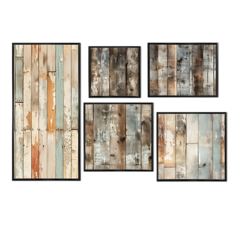 Mullen - ensemble d'art mural sur toile rétro de 5, Cadre flottant noir