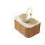 Meuble-lavabo et lavabo pour salle de bain 30 po Dina, armoires de rangement à bordures courbées et flottantes avec tiroir, cuve en céramique mate et plateau en pierre frittée à motif travertin, pré-assemblé-126528691