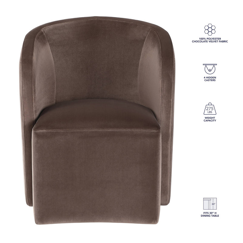 Annie Barrel Dining/Accent Chair with Casters, Chocolate