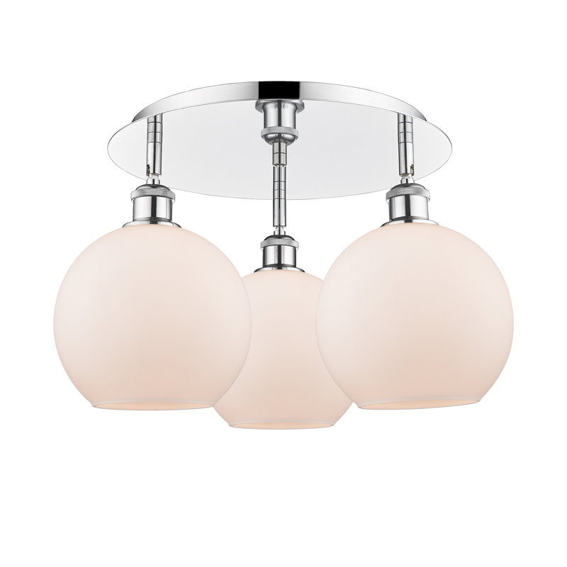 Ellington Glass Flush Mount, Matte White, Polished Chrome