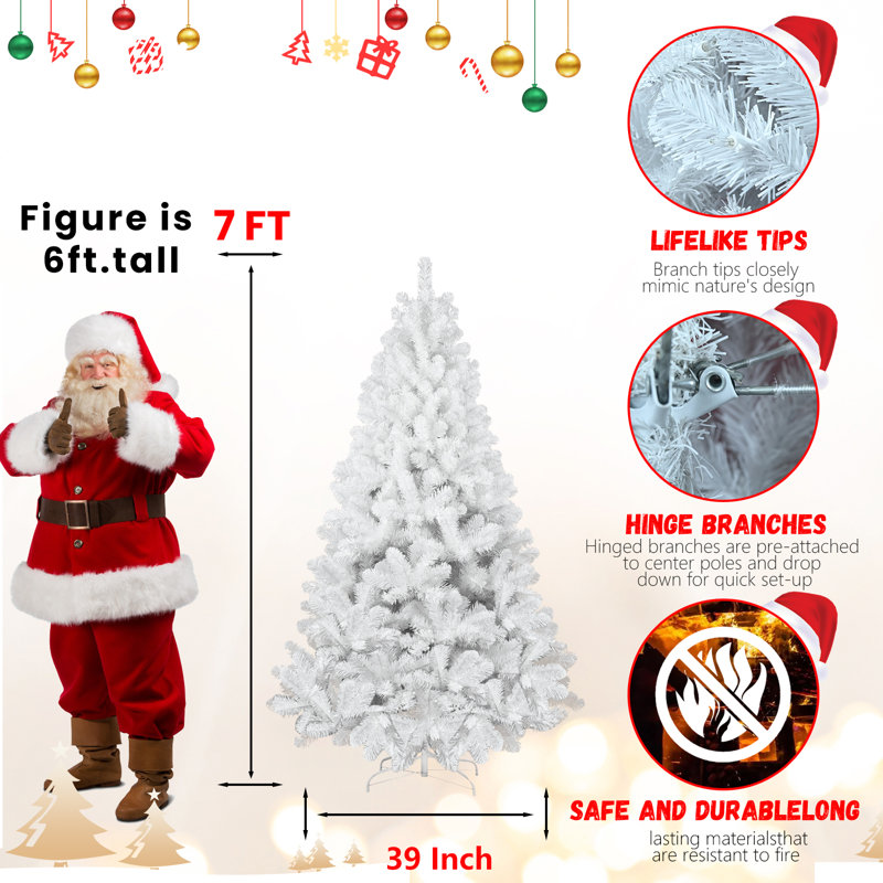 Arbre de Noël blanc non éclairé, 7 pi