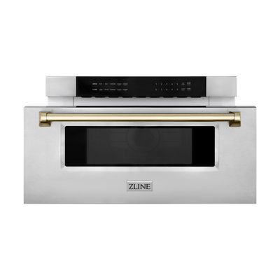 ZLINE Autograph 30 in. Built-In Microwave Drawer in Stainless Steel with Accents