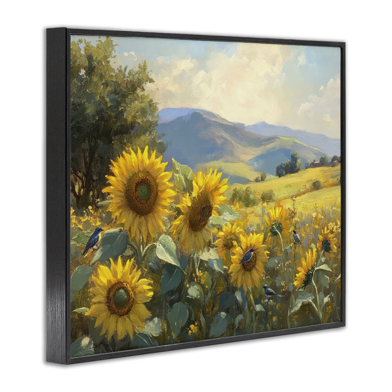 Giclée encadrée, tournesol, H 11 po x l 14 po, Giclée encadrée noir minuit