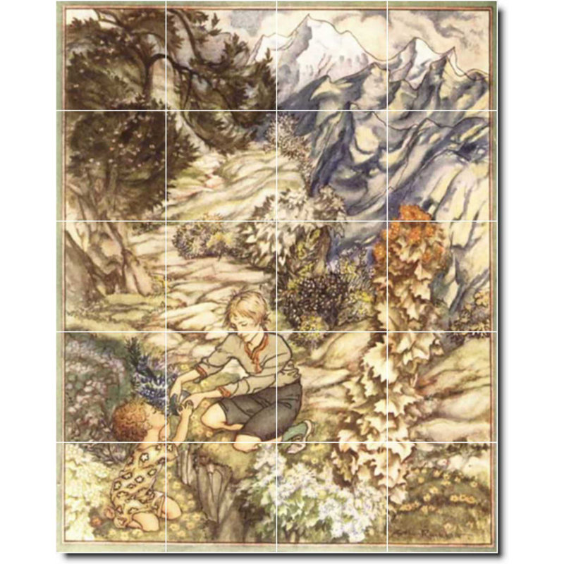 Carreau de céramique décorative 24 po x 30 po 6 po x 6 po, Illustration de Arthur Rackham W06852