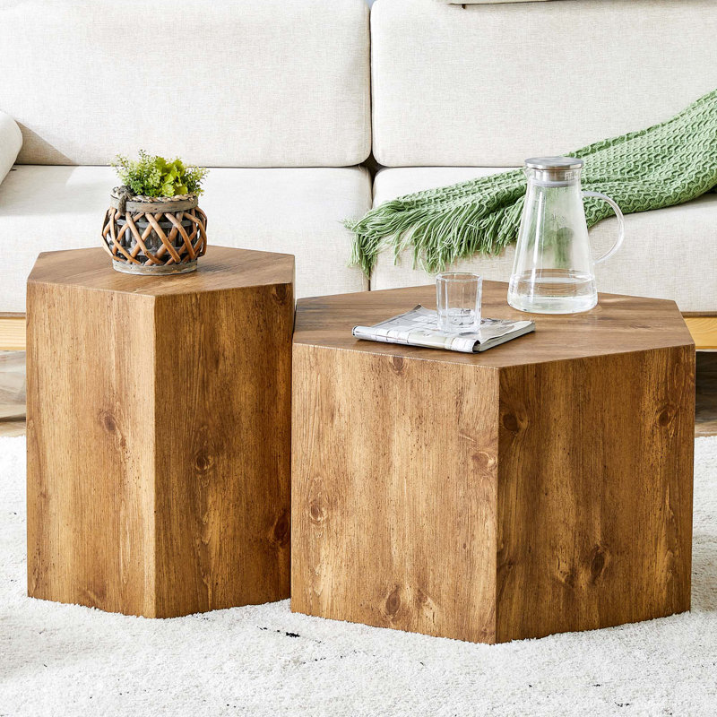 Hexagonal   MDF Coffee Table Set (Two-Piece Set)