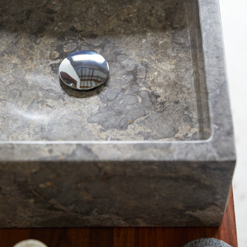 Slats Gray Marble Bathroom Sink, Gray